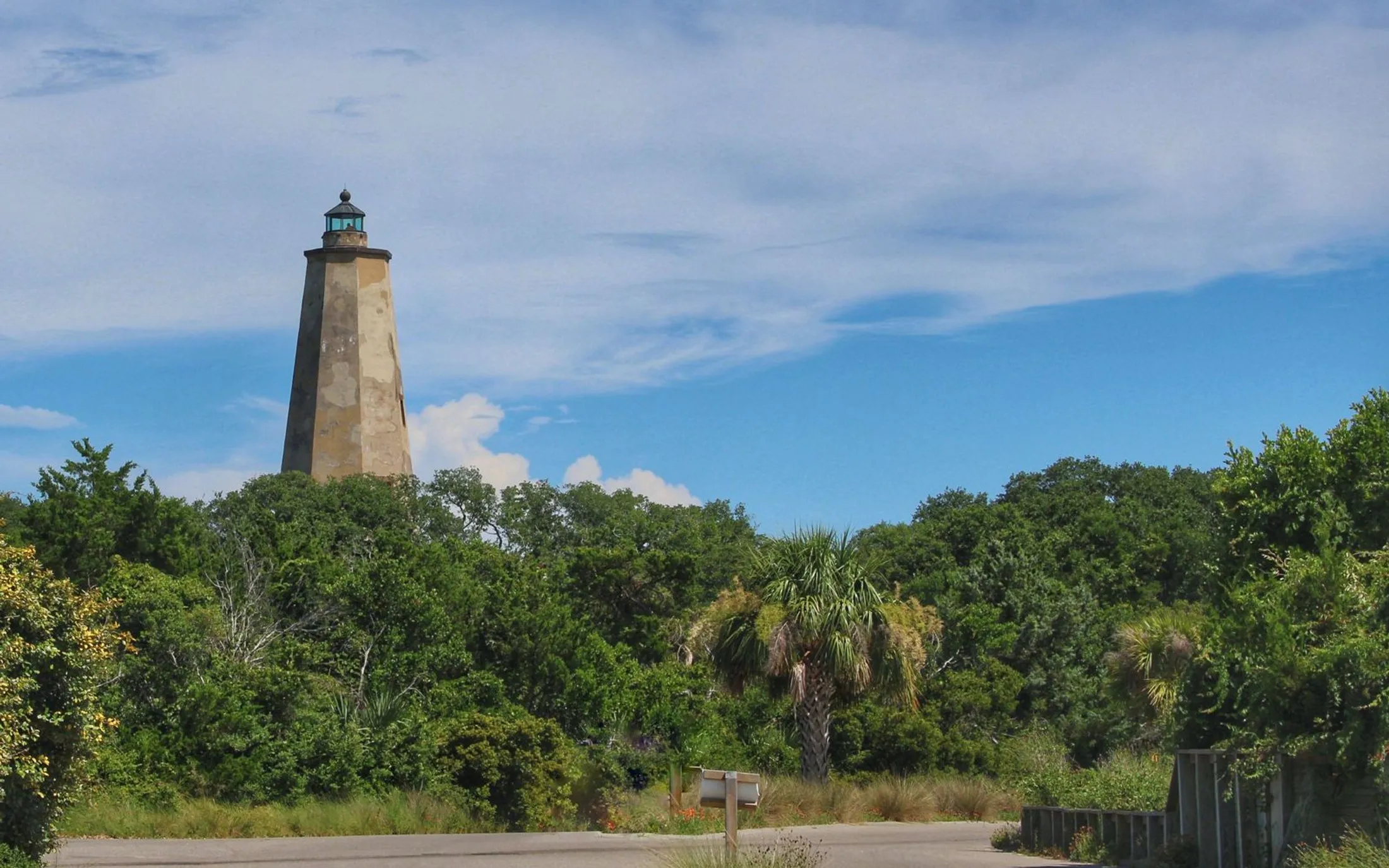Old Baldy, the 1817 lighthouse on Bald Head Island at the mouth of the Cape Fear River, above the maritime forest